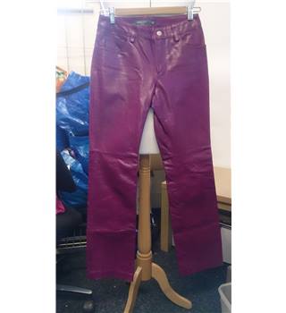 purple leather jeans