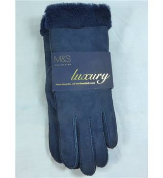 navy sheepskin gloves