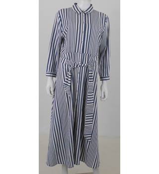 zara blue and white striped shirt dress