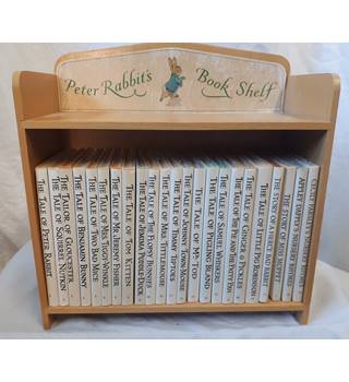 Vintage Peter Rabbit Wooden Book Shelf Complete Set Of 23