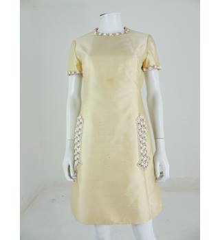 Vintage 1960s Circa Dynasty Size 10 Cream Jewel Embellished Dress ...