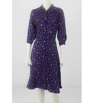 Vintage 1970's Miss Selfridge Size: S Navy Blue Cherry Print Buttoned ...