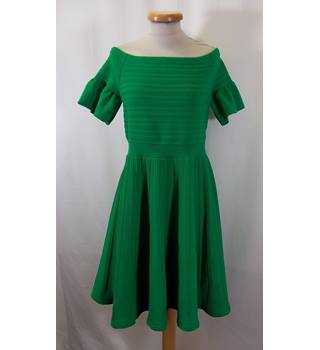 oxfam knee baker ted length dress green gb