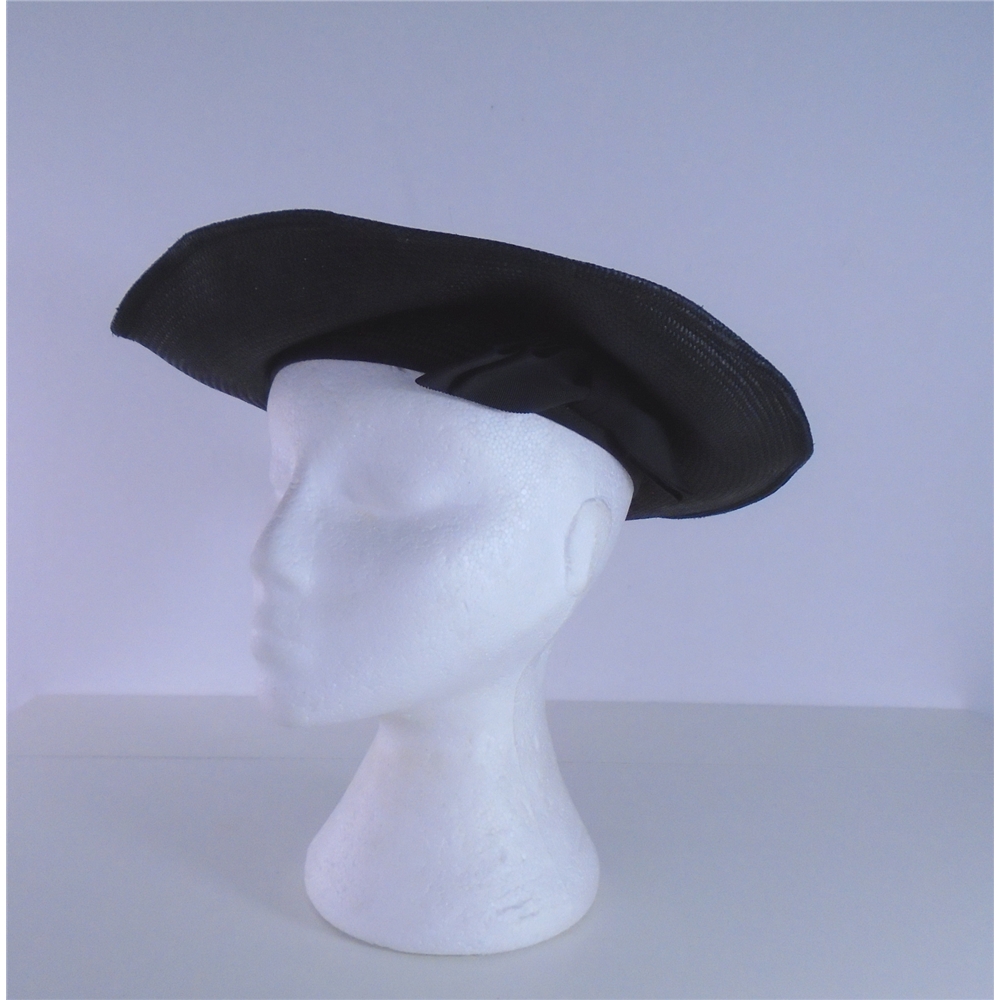 Vintage Bermona Trend London Black Viscose Hat with Ribbon Bow to the ...