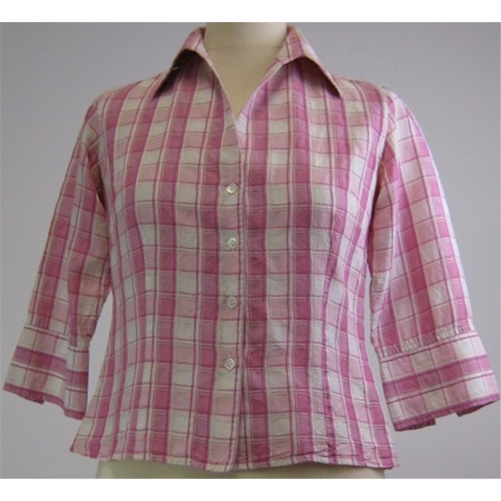 Jim Thompson size: 8 pink / cream checked silk shirt | Oxfam GB | Oxfam ...