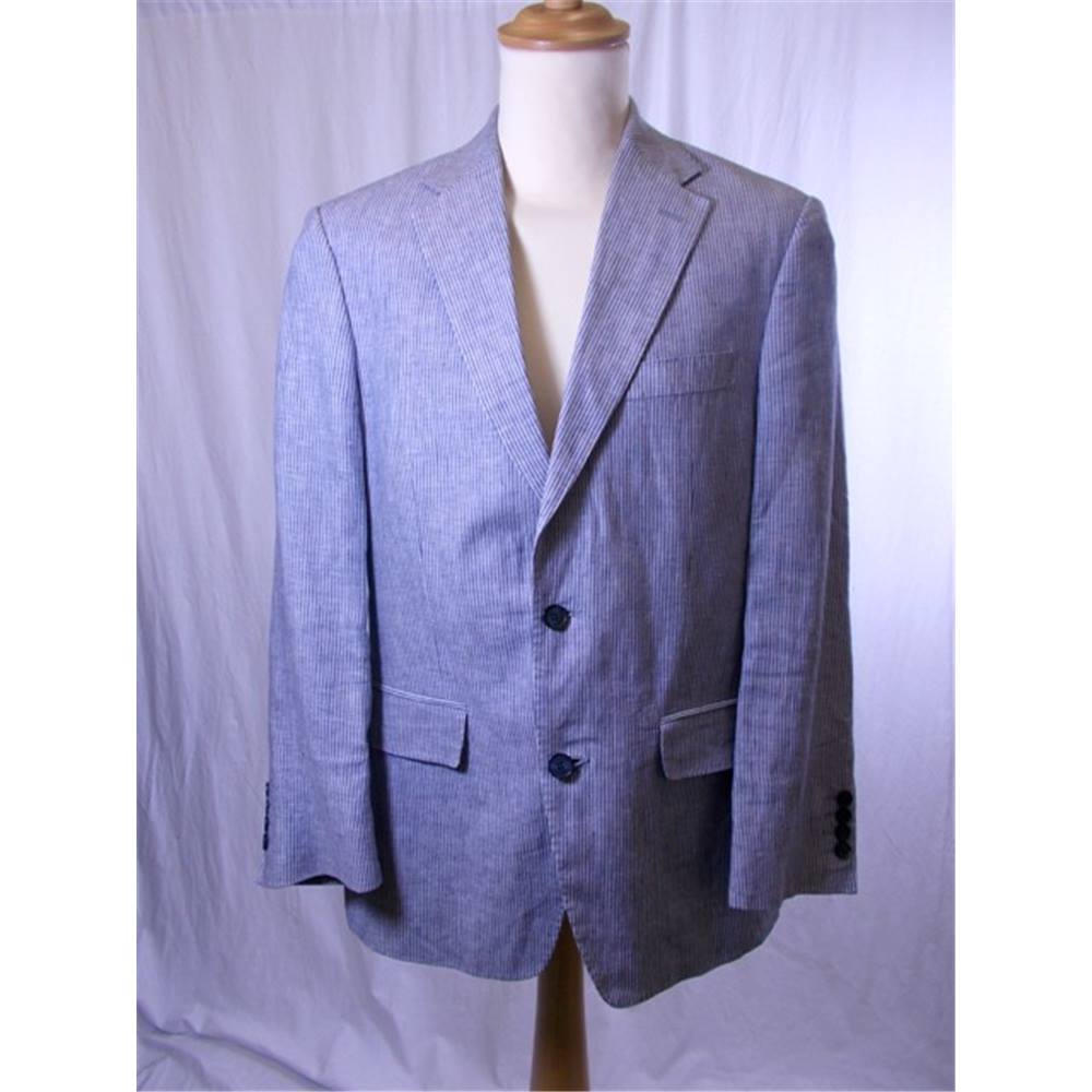 M&s Collezione Linen Jacket M&s Marks & Spencer - Size: L - Blue 