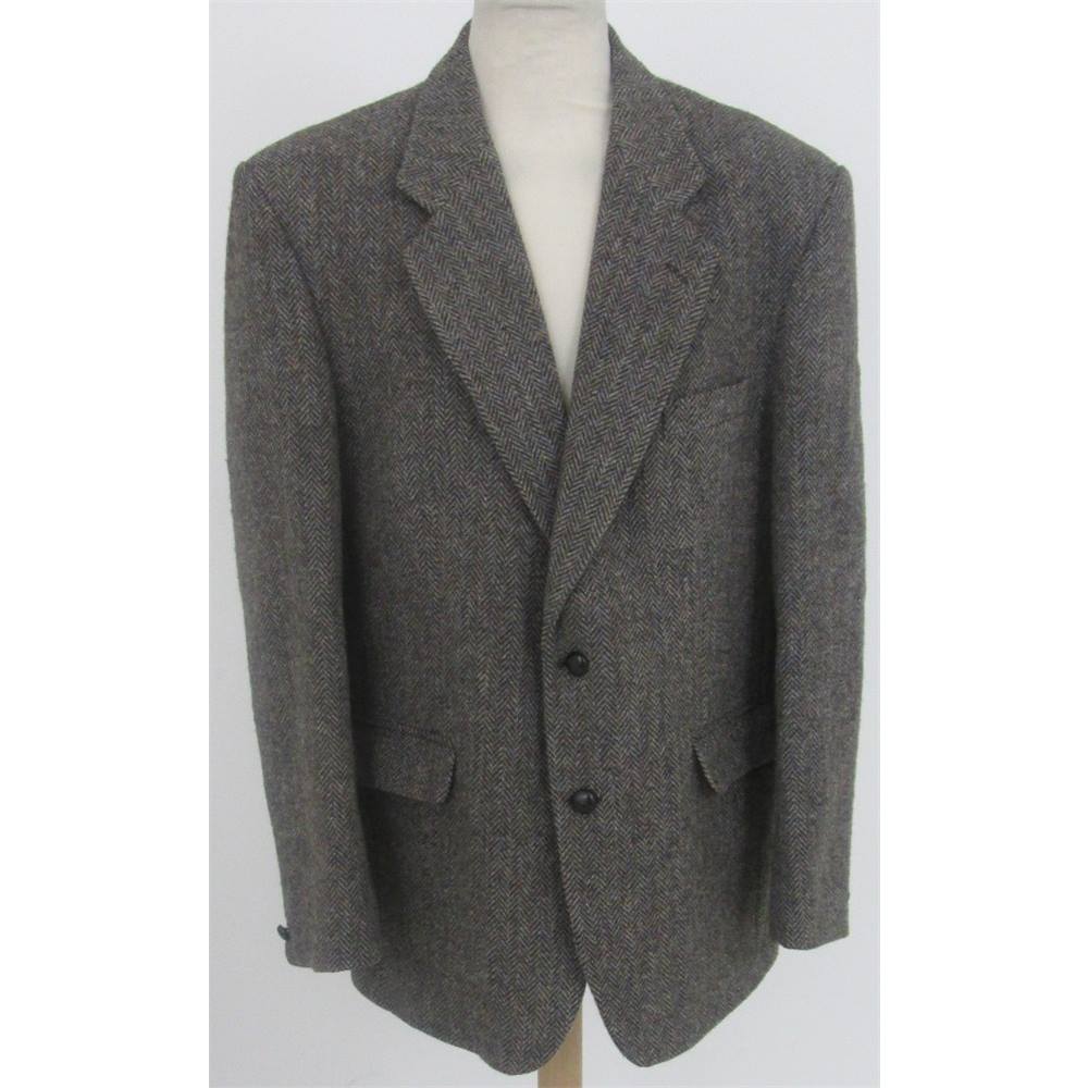 Dunn & Co Harris Tweed size L grey/brown herringbone wool jacket ...
