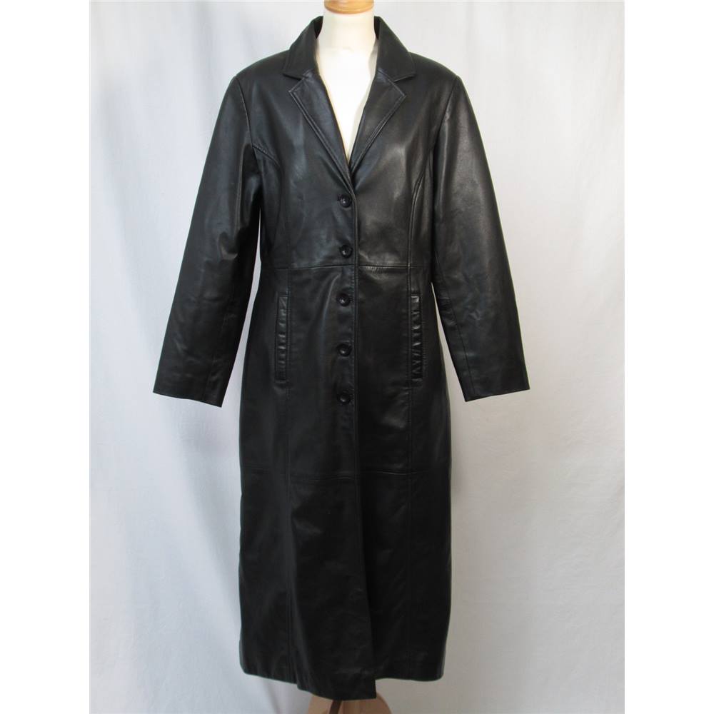 Milan Leather - Size: 14 - Black - Long Leather coat | Oxfam GB | Oxfam ...