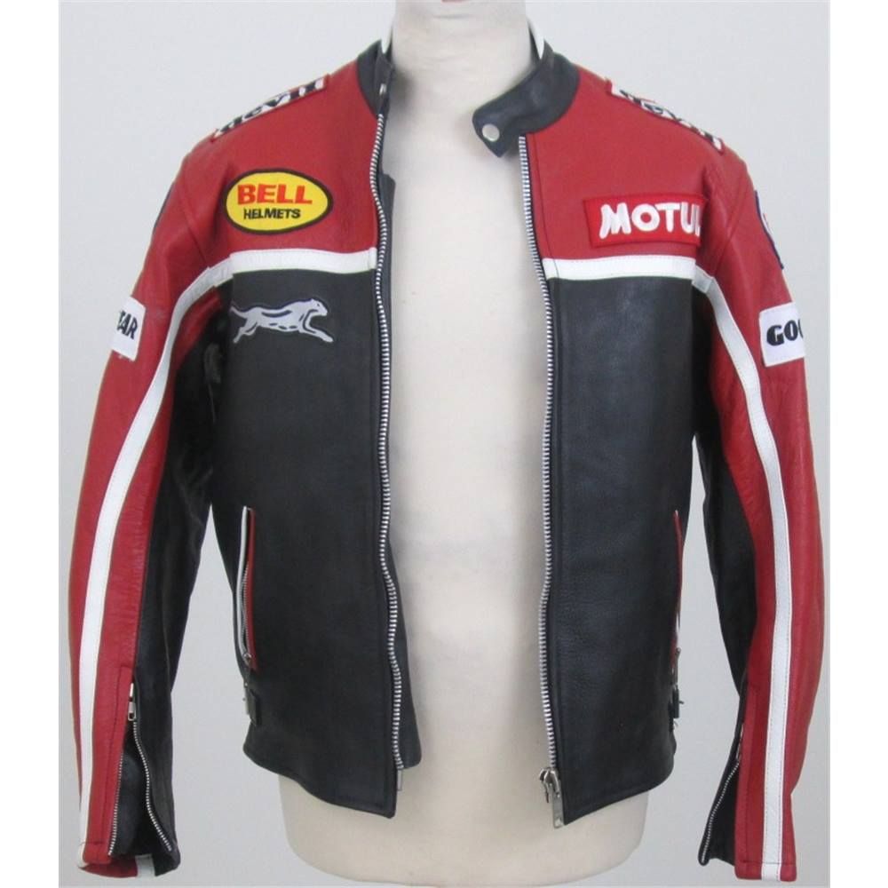 Maakson size: S red/black motorcycle leather jacket | Oxfam GB | Oxfam ...