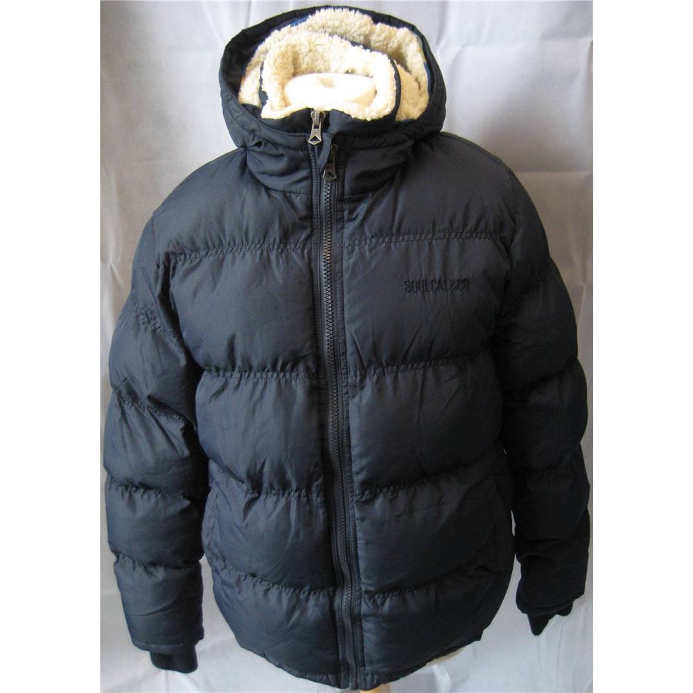 SoulCal & Co Navy fleece lined hooded puffa jacket M SoulCal & Co ...