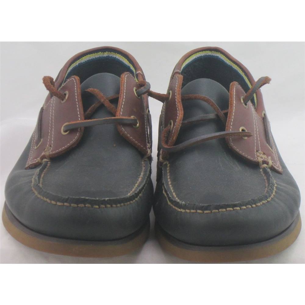 Blue Harbour, size 11 navy mix leather boat shoes | Oxfam GB | Oxfam’s ...