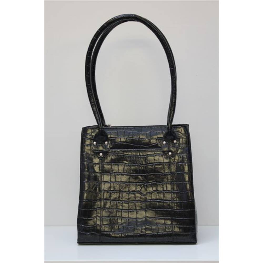 Download Osprey London - Black leather mock croc handbag | Oxfam GB ...