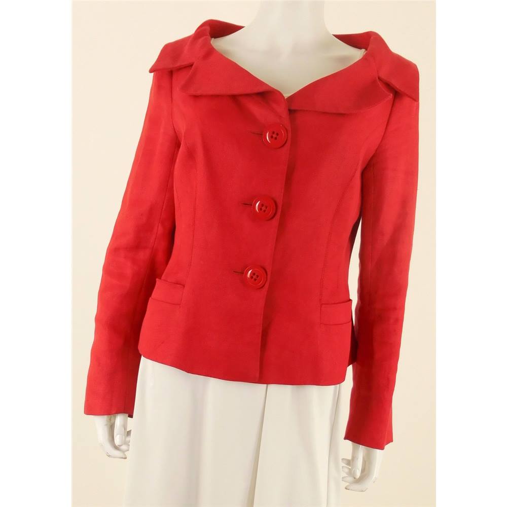 Hobbs Size 12 Ruby Red Linen Smart Jacket | Oxfam GB | Oxfam’s Online Shop