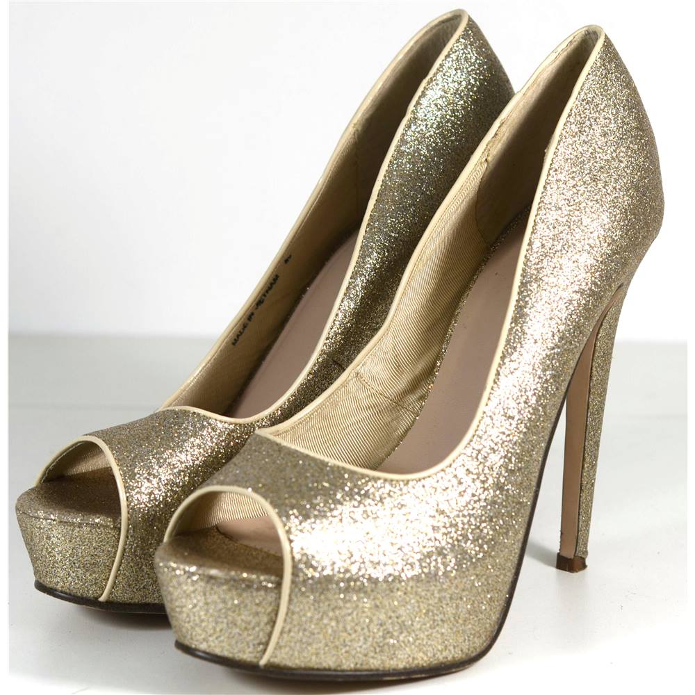 Miss KG (Kurt Geiger) Gold Glitter Stiletto Shoes Size 6.1/2 | Oxfam GB ...