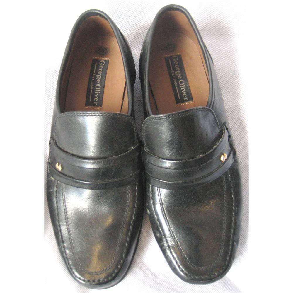 George Oliver - Size: 8 - Black - Leather- Loafers/Slip on Shoes ...