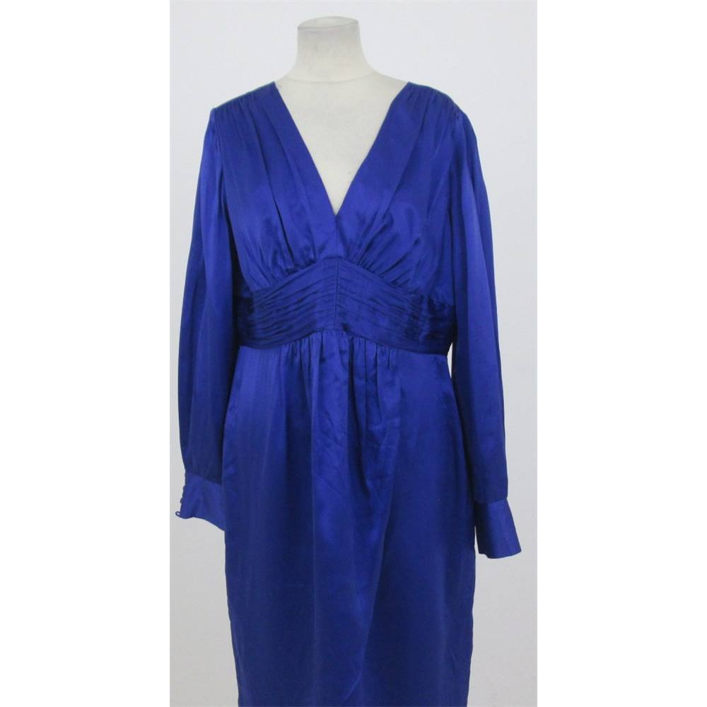Monsoon Size:16 royal-blue silk occasion dress | Oxfam GB | Oxfam’s ...