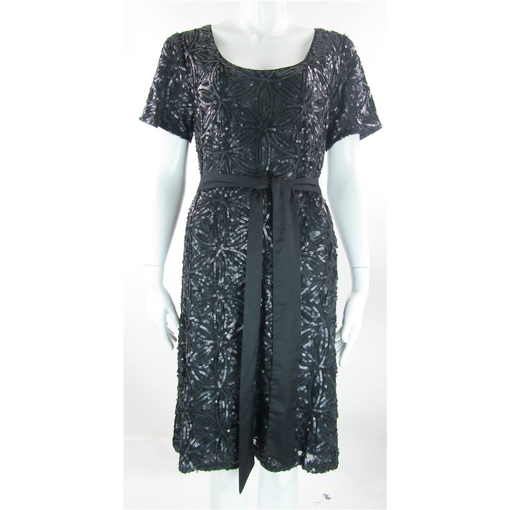Roman Size 16 Black Sequin Dress with Black Waist Tie | Oxfam GB ...