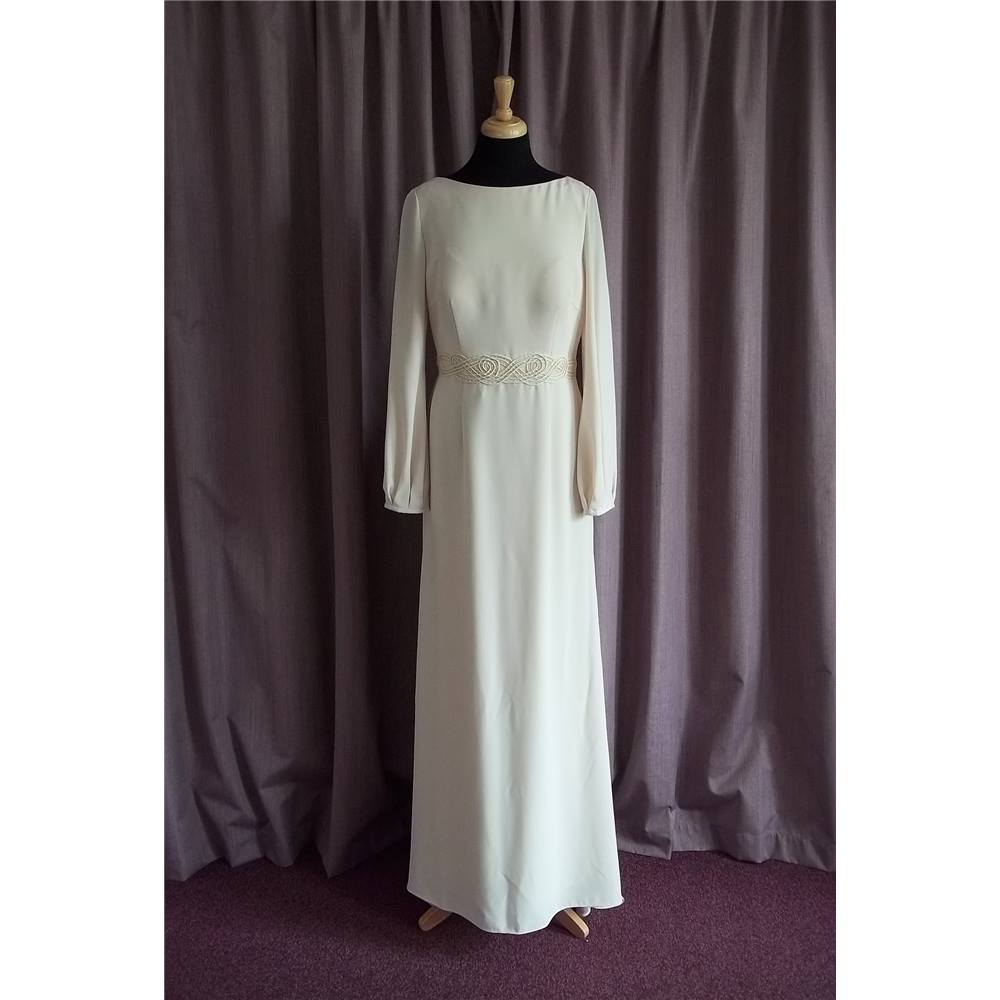 Biba cream long sleeve wedding  dress  size 16 brand new 