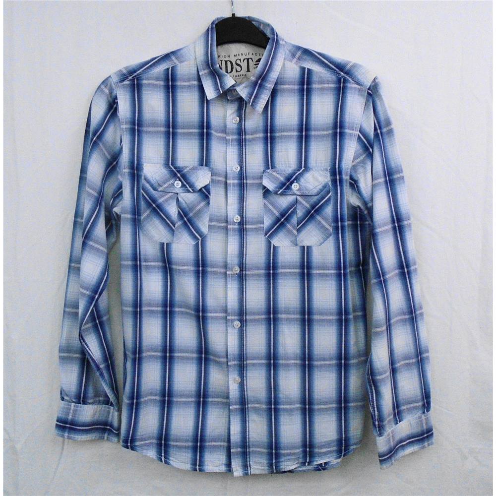 Sandstone blue/white check shirt Size S | Oxfam GB | Oxfam’s Online Shop