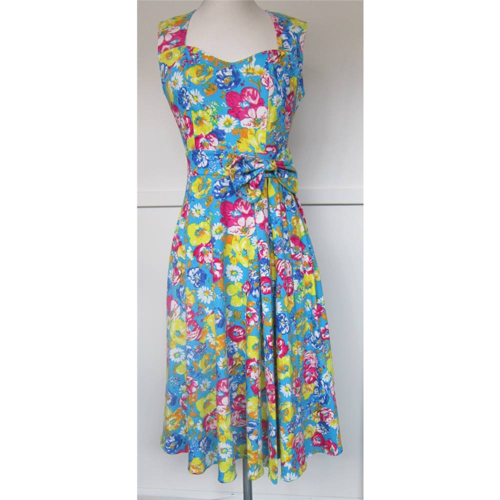 Joe Brown size 12 light blue with bright floral dress | Oxfam GB ...