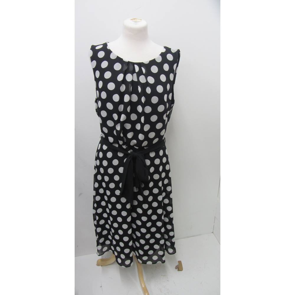 Debenhams - The Collection - Black White - Polka Dot Dress - Size 18 ...