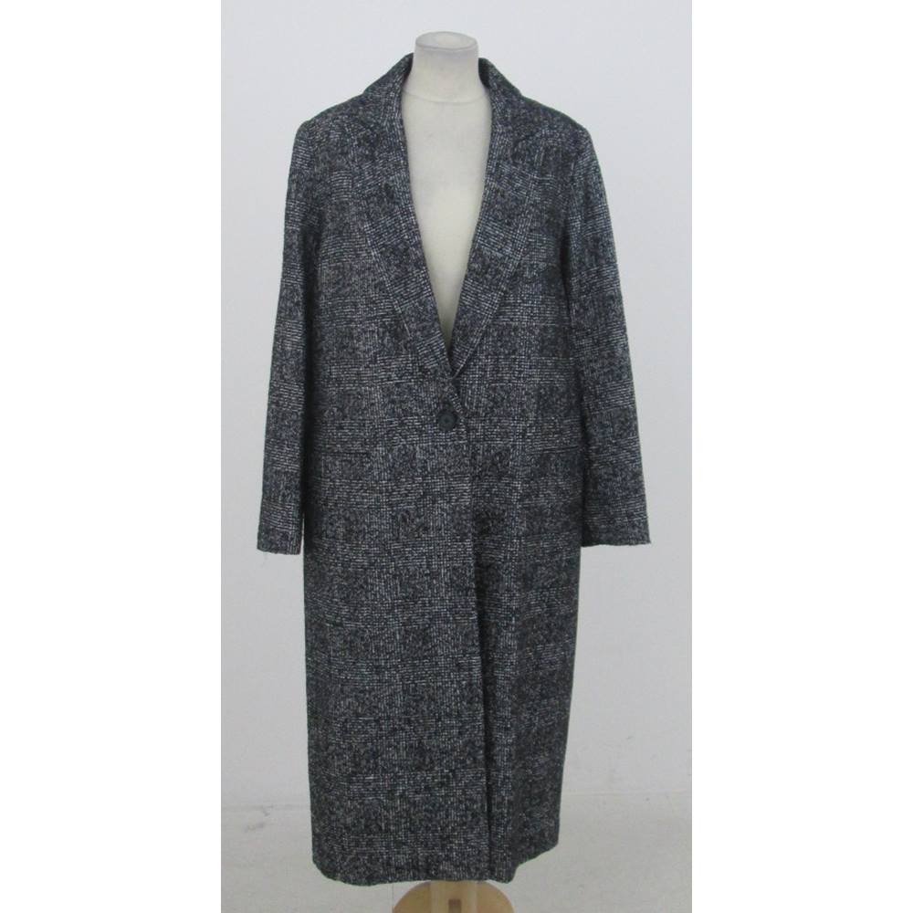 NWOT M&S Size:12 black & white check wool mix winter coat | Oxfam GB ...