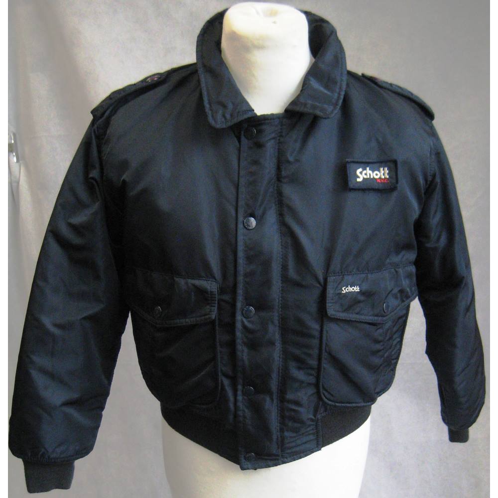 Schott navy blue fireman padded bomber jacket size M ...