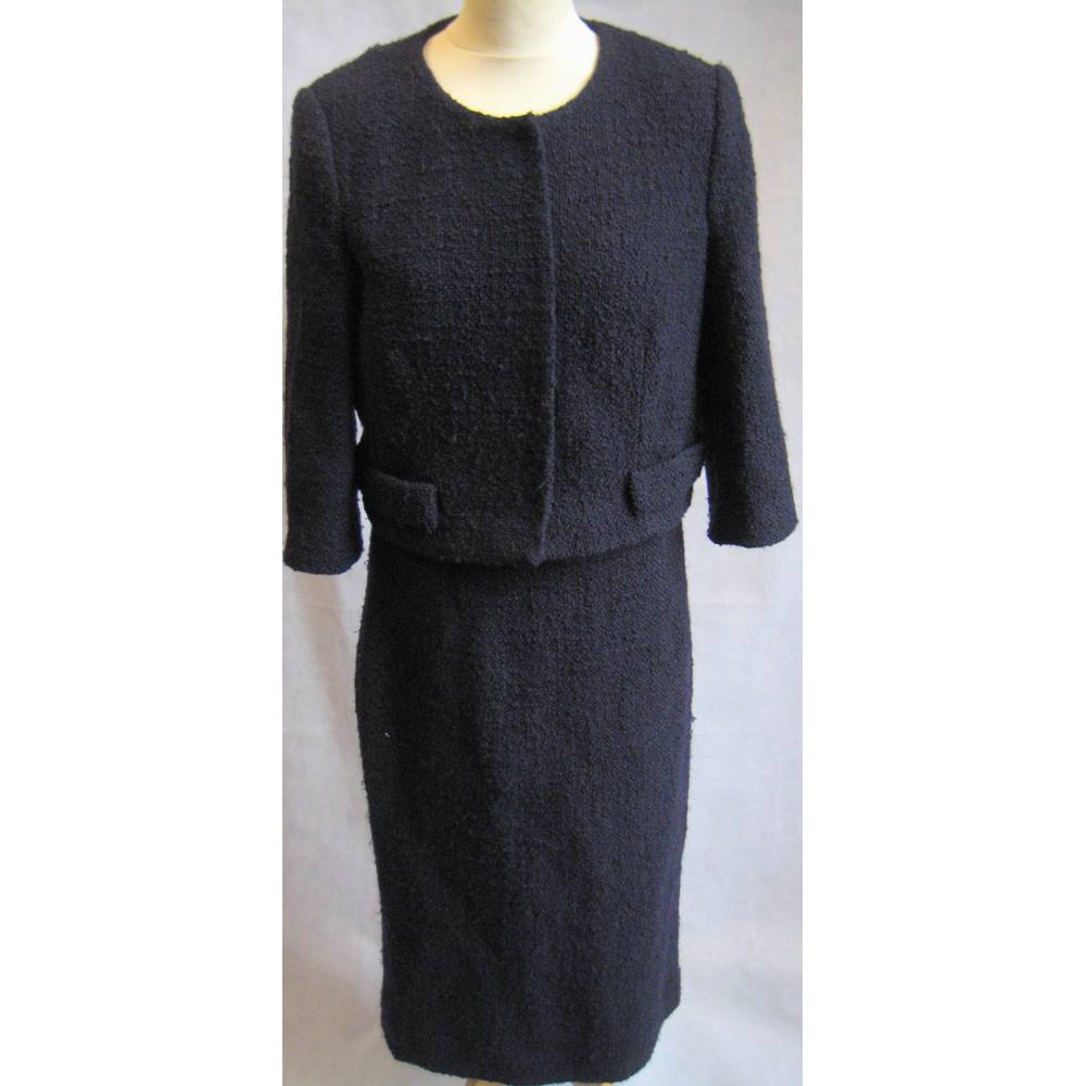 HOBBS LONDON - Size: 12 -Navy Textured- 2 Piece-Fully Lined-Wool Blend