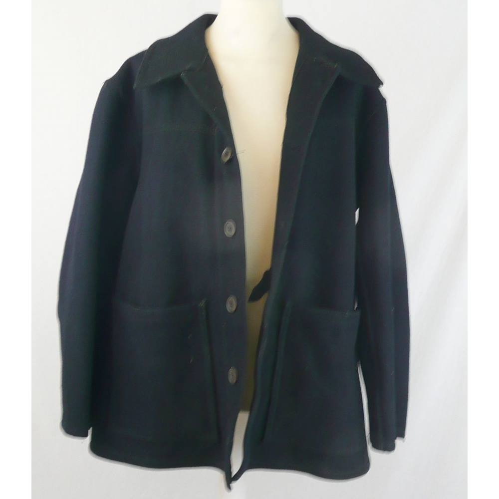 1950 s unbranded - approx XL - black heavy wool workwear donkey jacket ...