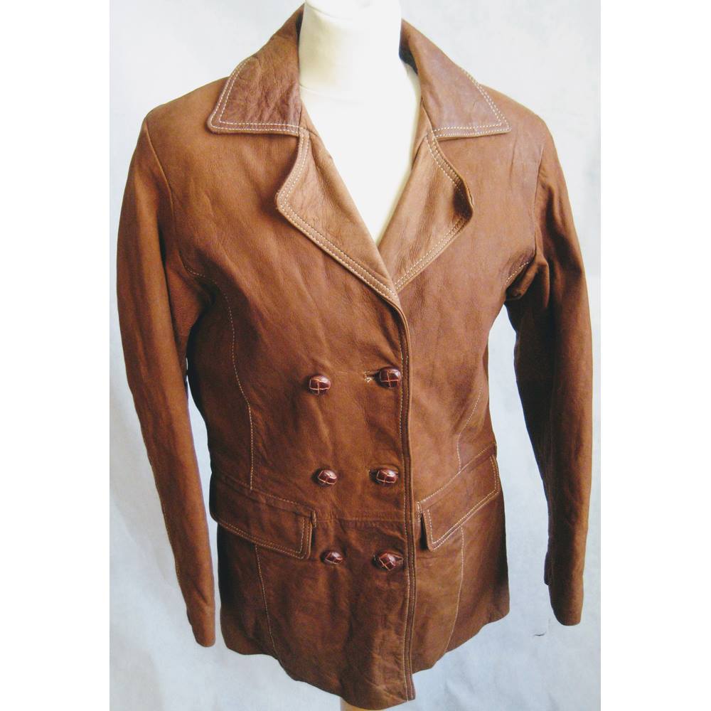 Milan Leather Tan double breasted jacket size 12 Milan Leather - Size ...