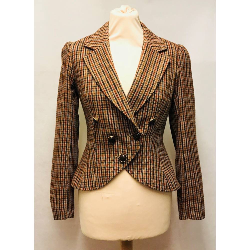 Primark Atmosphere - Size: 8 - Brown, Red and Green Chequered Casual ...