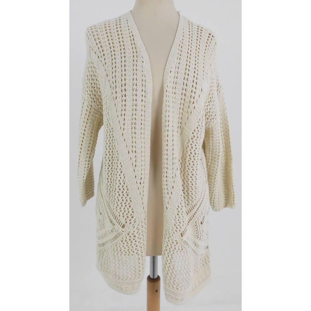 NWOT M&S Indigo Size 12 Creamy White Cable Knit Cardigan Oxfam GB