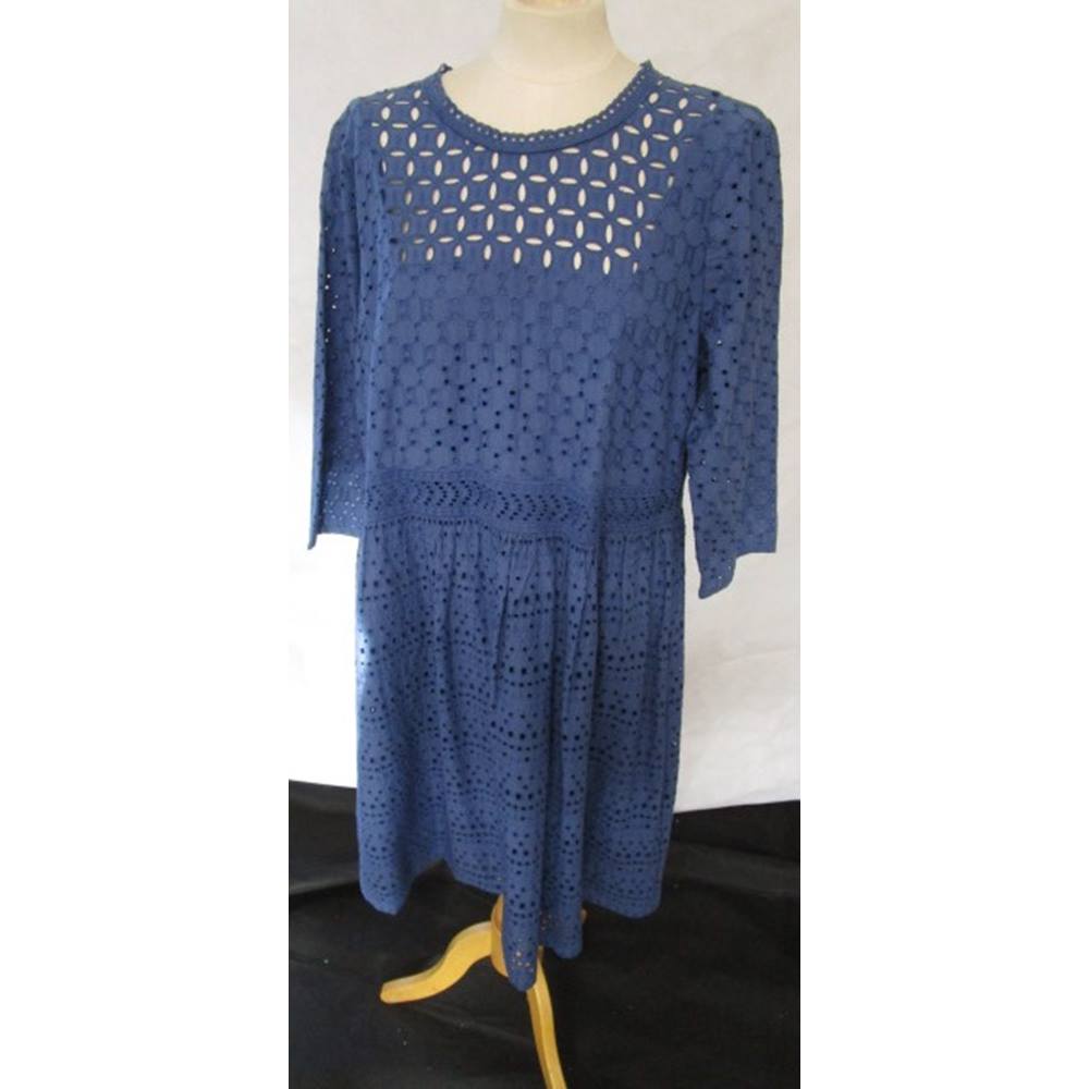Marks and Spencer M & S - Blue / Cobalt Lined - Broderie Anglaise Dress ...