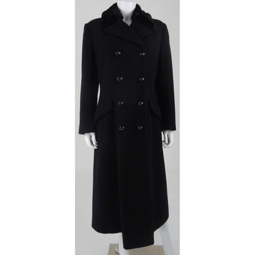 Klass Petite Size 10 Black Pure New Wool Trench Coat | Oxfam GB | Oxfam ...