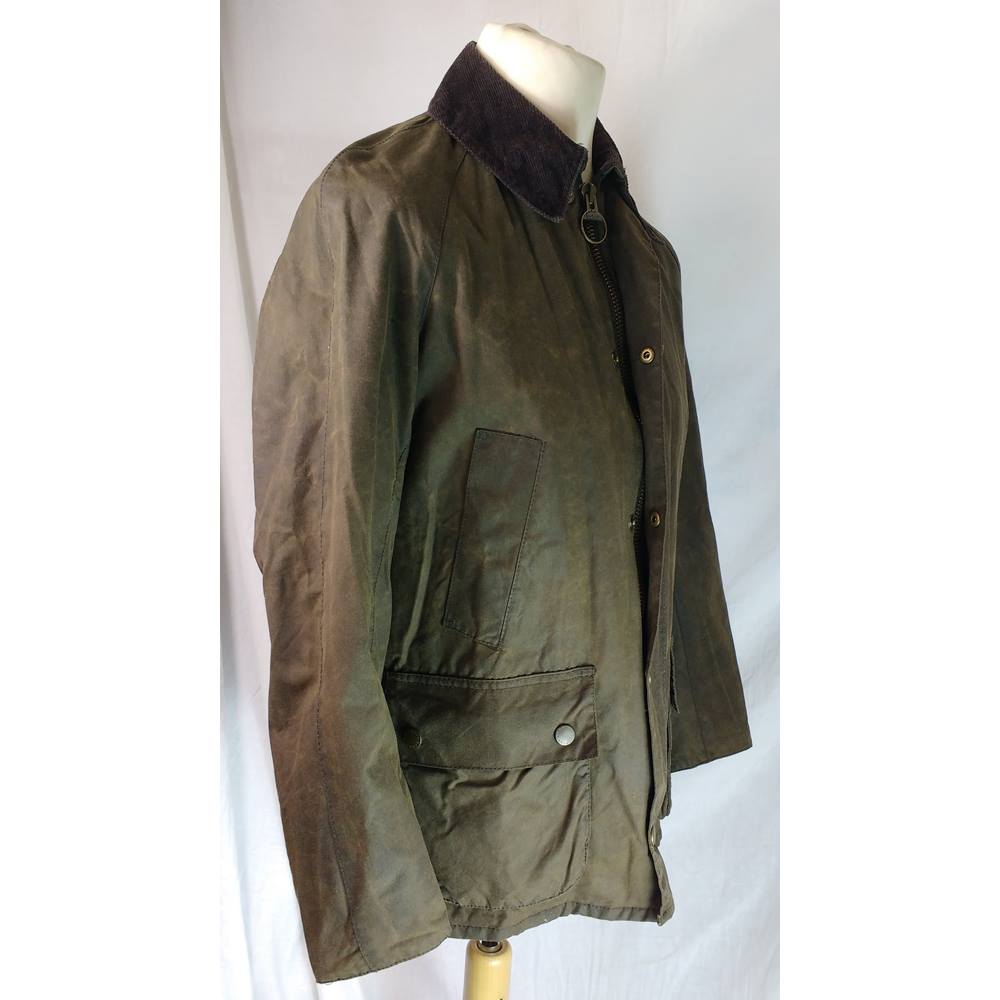 Barbour 'Ashby' Olive Waxed Jacket, Size S (Small), Tartan Lining ...