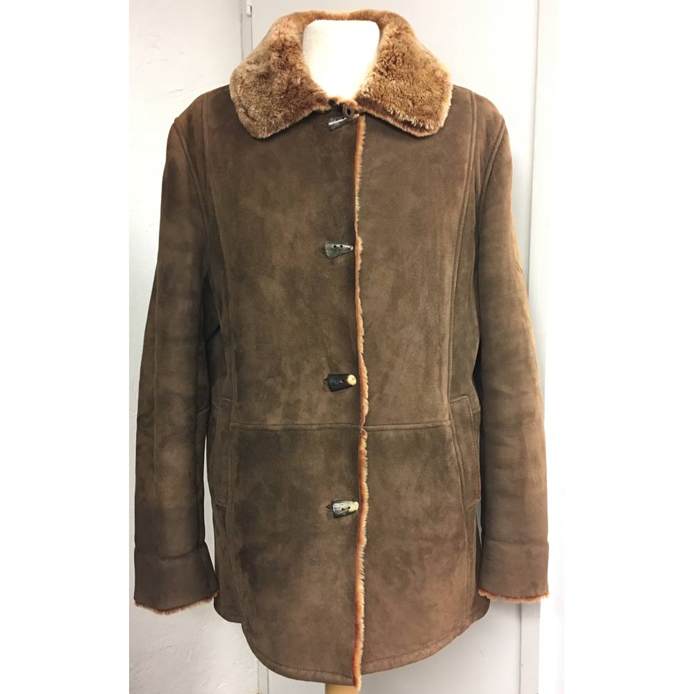 Paul Costelloe Dressage Sheepskin Shearling Coat - Size: 14 - Brown ...