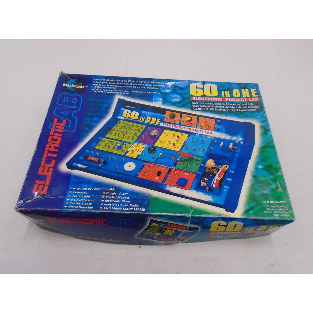 Vintage - 60 IN ONE ELECTRONIC PROJECT LAB & MANUAL 28-256 SCIENCE FAIR. Loading zoom