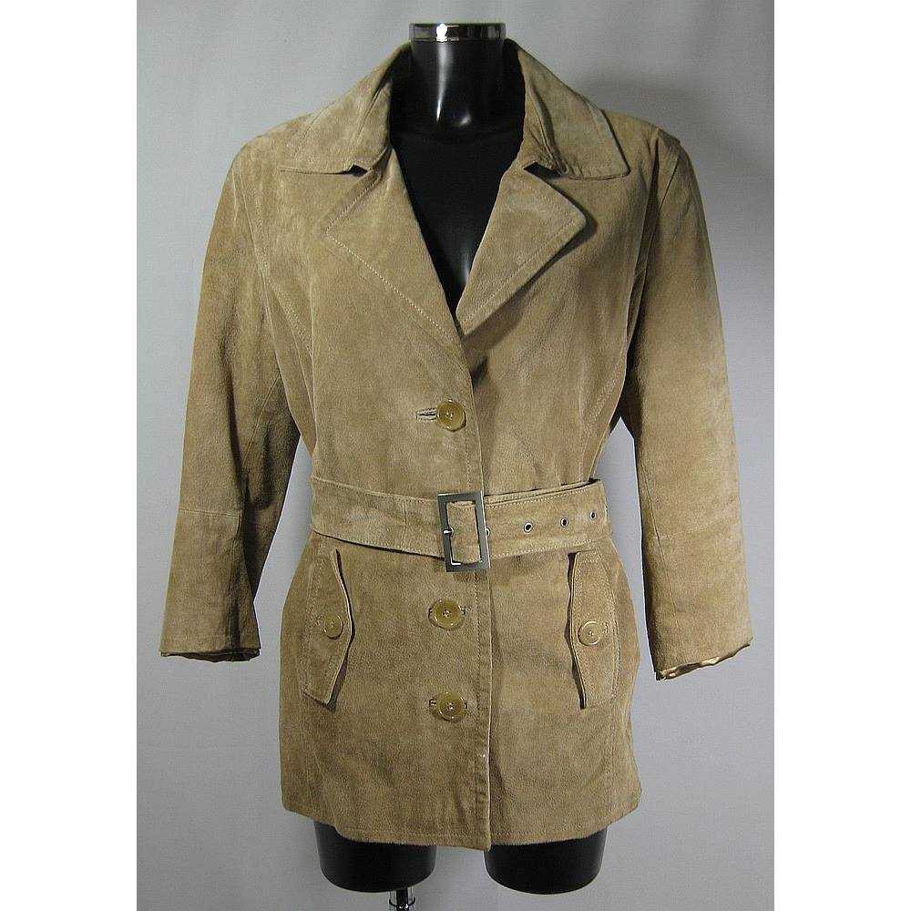 Vintage The Great Coat Company Suede Safari Jacket - Pale Beige - Size ...