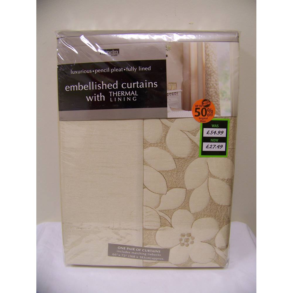 Embellished Curtains with Thermal Lining by Dunelm Mill - Beige (New ...