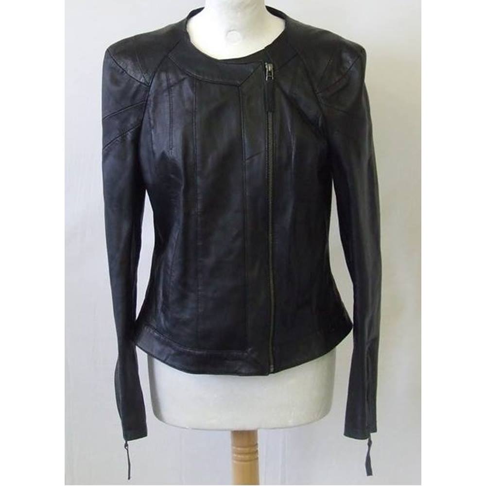 Warehouse Size 14 Black Leather Jacket Oxfam Gb S