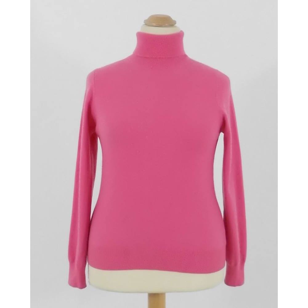 Marks & Spencer Autograph Bright Pink 100% Cashmere Polo Neck Jumper ...