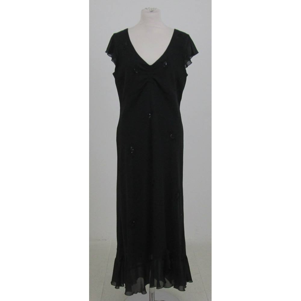 Bassini - Size: 16 - Black embroidered evening dress | Oxfam GB | Oxfam ...