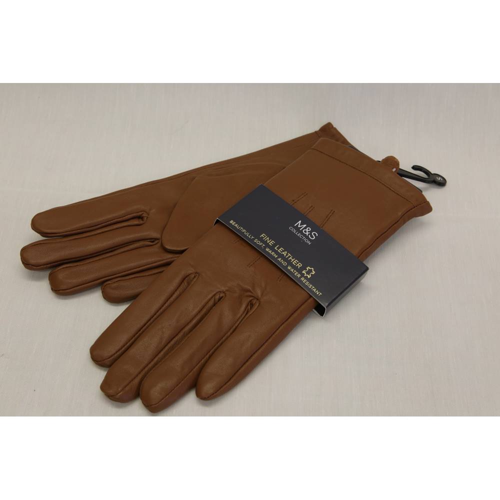 M&S Fine leather ladies Gloves M&S Marks & Spencer - Size: S - Brown ...