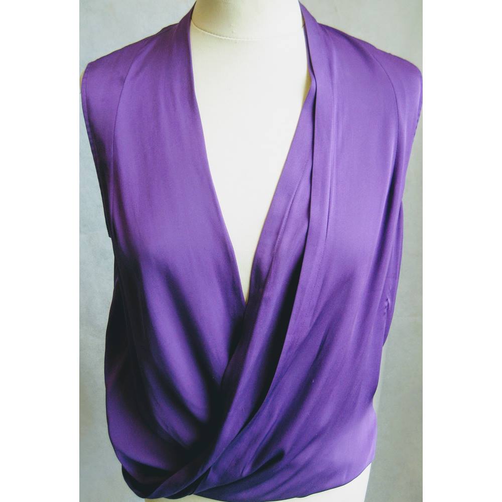 Diane von Furstenberg purple silk draped top size 0 Diane von ...