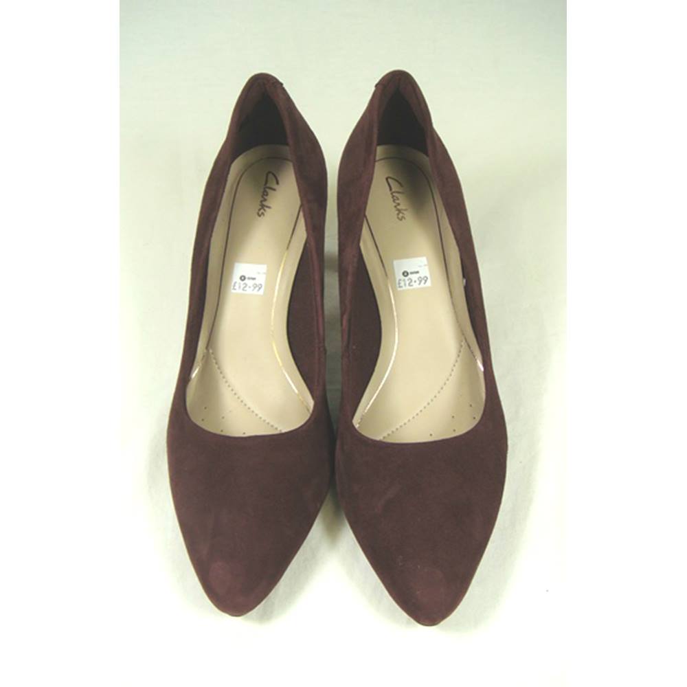 Women's Burgundy Suede Heeled Shoes by Clarks Size 6D