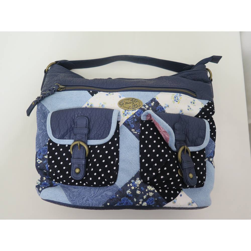 Mantaray Blue Leather And Patchwork Tote Bag Oxfam Gb S Mantaray Blue Leather And Patchwork Tote Bag Loading Zoom