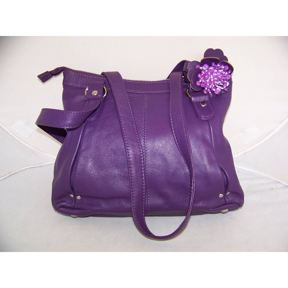 purple leather shoulder bag