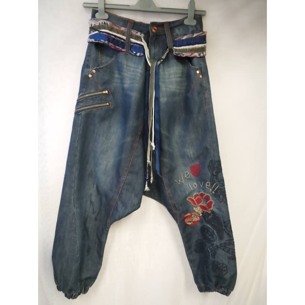 Desigual Harem Jeans Waist 26 28 Size Blue Desigual Harem Jeans Waist 26 28 Size Blue Loading Zoom