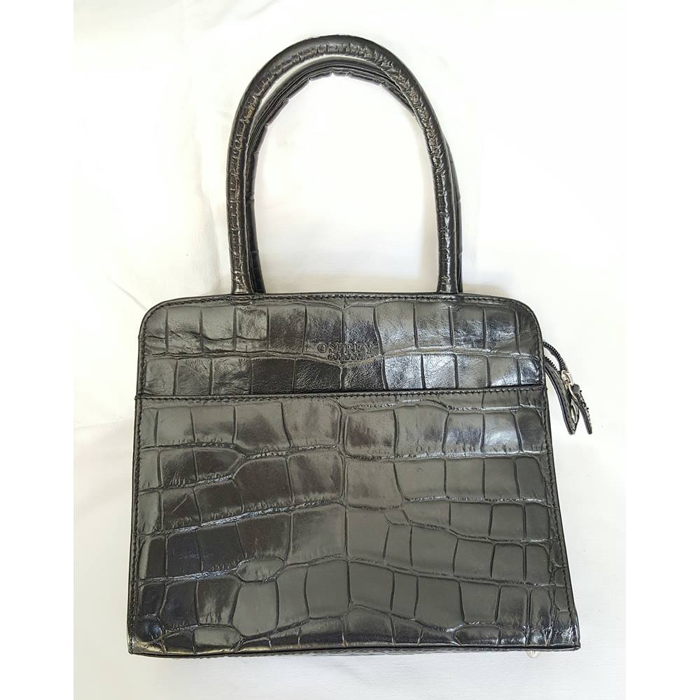 Download Black leather mock croc handbag by Osprey Osprey - Size: M ...
