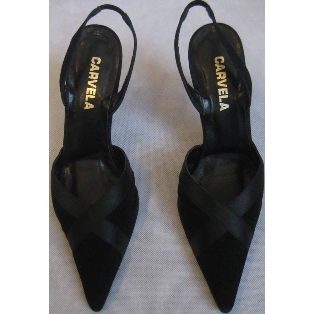 Carvela black suede sling back stiletto shoes size 39 Carvela Kurt ...